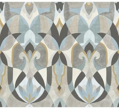 York Wallcoverings Malta Neutal & Blue Wallpaper