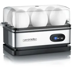 Arendo Eierkocher 6-fach, 400 W, Edelstahl, Warmhaltefunktion, Härtegrad einstellbar, für 6 Eier, silber