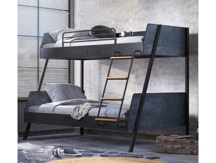 Möbel-Zeit Etagenbett DARK METAL – Industrial Design – 90x200 cm / 120x200 cm