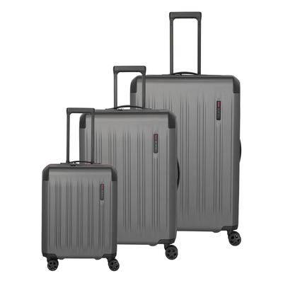 Trolleyset TRAVELITE "DYNAMIIC S/M/L, verschiedene Farben", grau (anthrazit), ABS, unifarben mit Farbeinsätzen, Koffer-Sets, Hartschalen-Koffer ABS Volumenerweiterung bei M/L