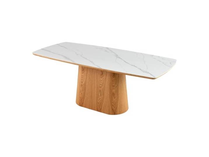 Esstisch UNIQUE 200cm - weiß natur - Keramik - stabile Konstruktion hochwertig, individuelle Maserung, 120 kg Belastbarkeit, natürliche Optik, pflegeleicht, Eichenholzgestell