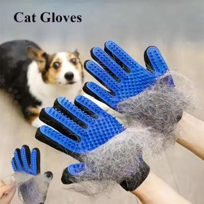 Uplifted Goods Pet Grooming Glove For Easy Hair Removal And Massage purple pair