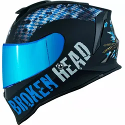 Broken Head Integralhelm Bavarian Patriot + Blau Verspiegeltes Visier Ltd. XXL (63-64 cm)