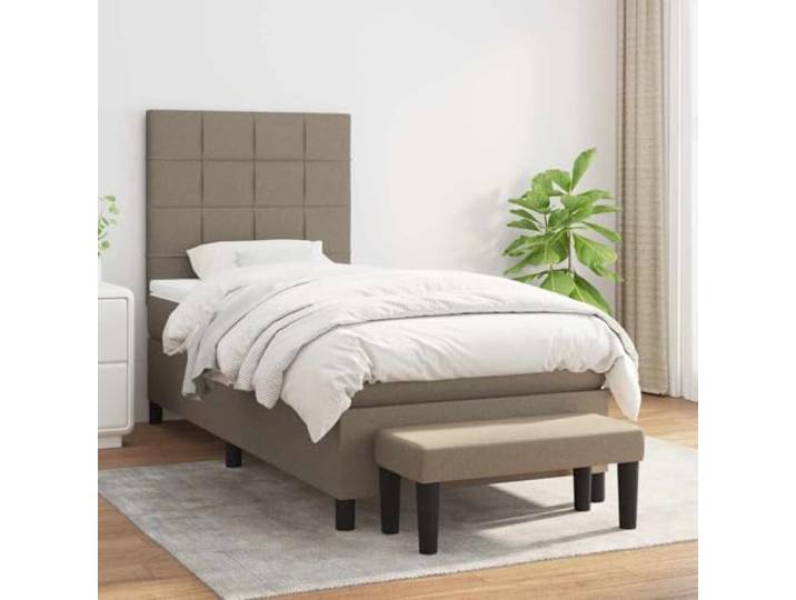 RJPLMFV Lattenrost mit Matratze, 90 x 190 cm, Taupe Taschenfedern, mittlere Festigkeit, verstellbarer Kopf, Bettbank, langlebig
