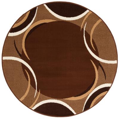 Teppich OTTO HOME "Noah" Gr. 10, braun, H:7mm Ø:190cm, Kunstfaser, Teppiche, Teppich, mit Bordüre, Kurzflor, verspieltes Design, pflegeleicht, elegant