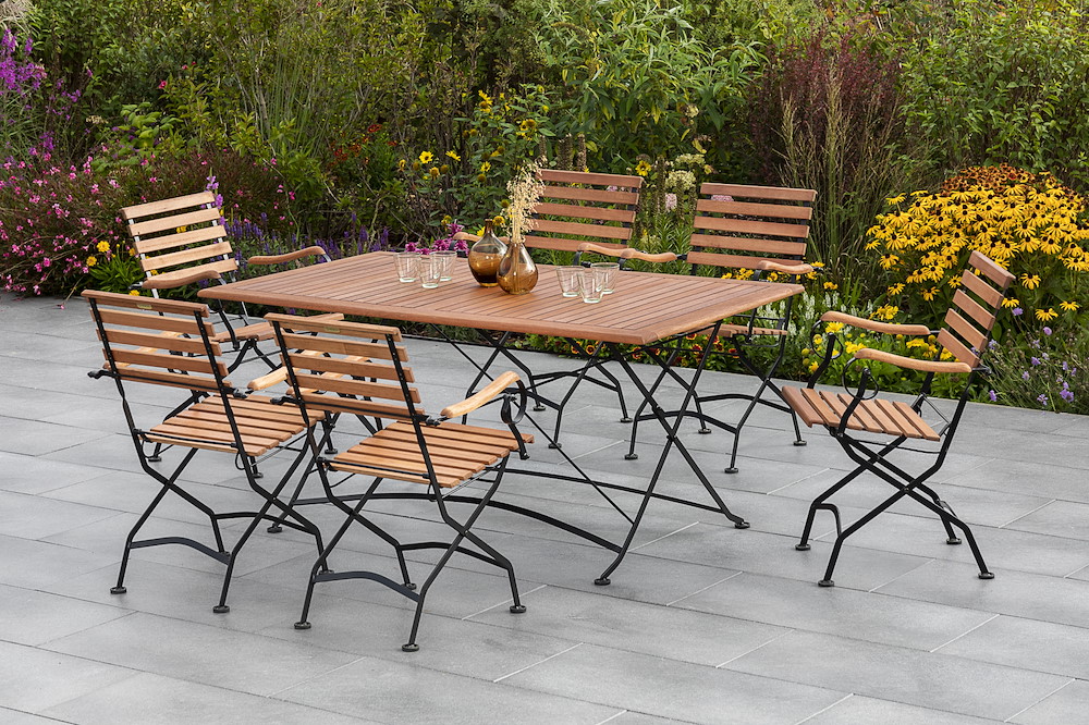 MERXXHANDELS Schlossgarten Set 7tlg 6 Sessel Klapptisch 160x90cm 16909223