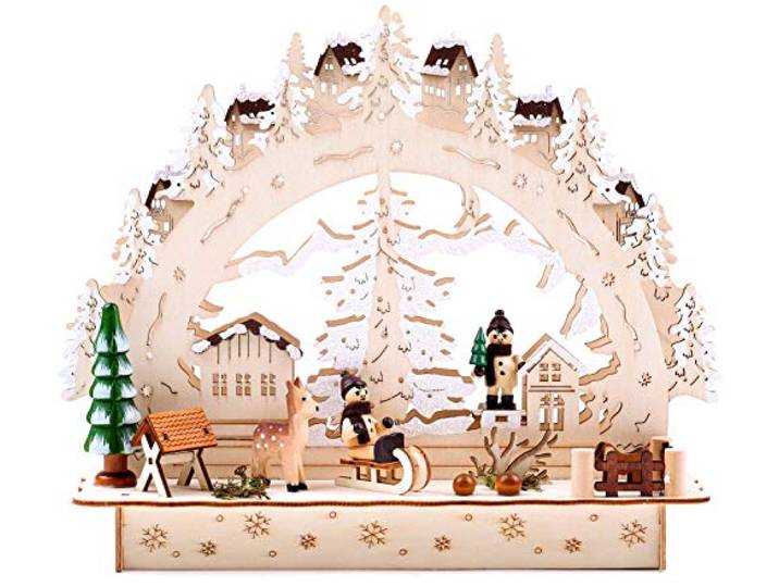 BRUBAKER 3D led-lichtboog, winterlandschap met dorp