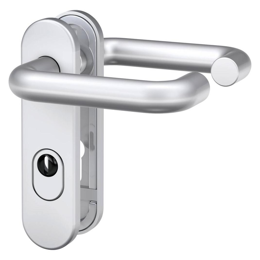 BASI 7529-0701, Schlüssellose Türdrückergarnitur, Stahl, Aluminium, Beidhändig, DIN 1 (7529-0701)