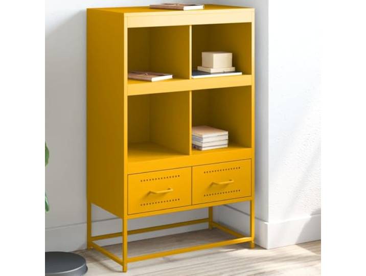 RJPLMFV Anrichte, hoch, Senfgelb, 68 x 39 x 111,5 cm, Stahl Praktische Aufbewahrung, einfache Reinigung, Wandbefestigung erforderlich, robuster Schrank