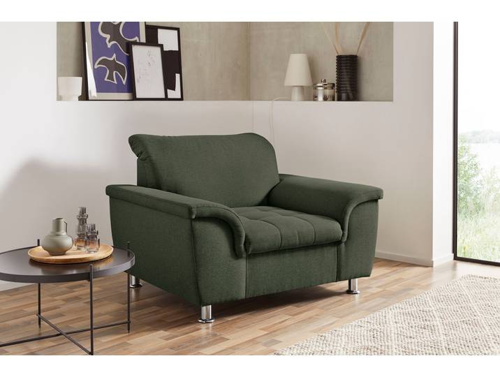 Sessel DOMO COLLECTION FRANZI zeitlos und elegant, moderne Sitzheftung , grün, B:120cm H:81cm T:105cm, Sessel, Sessel, wahlweise mit Kopfteilverstellung