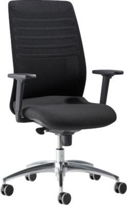 Schäfer Shop Select Bürostuhl SSI Proline Edition 10, mit Armlehnen, Punktsynchronmechanik, Bandscheibensitz, Netzrücken, schwarz/alusilber