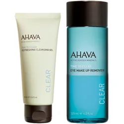 225ml AHAVA Time To Clear Set (Cleansing Gel 100ml + Eye Make Up Remover 125ml)