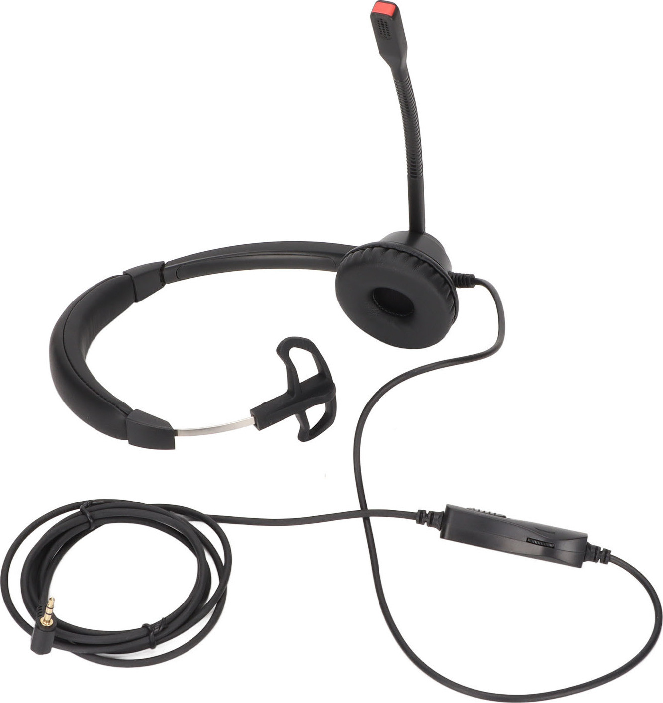 Cocosity Mono Telefoonkoptelefoon met volumeregelaar en microfoon mute-functie, 2,5 mm aansluiting, zakelijke headset voor callcenters en telemarketing