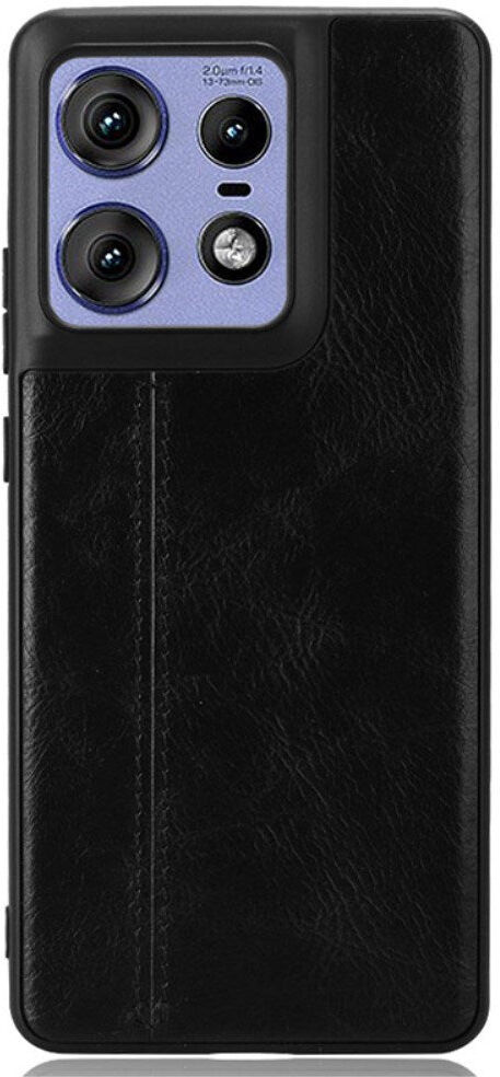 EIDERWOOD Motorola Edge 50 Pro Læderbelagt Plastik Bagside Cover - Sort