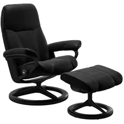 Stressless Sessel mit Hocker Consul Signature Leder Schwarz Batick Black L (Large)