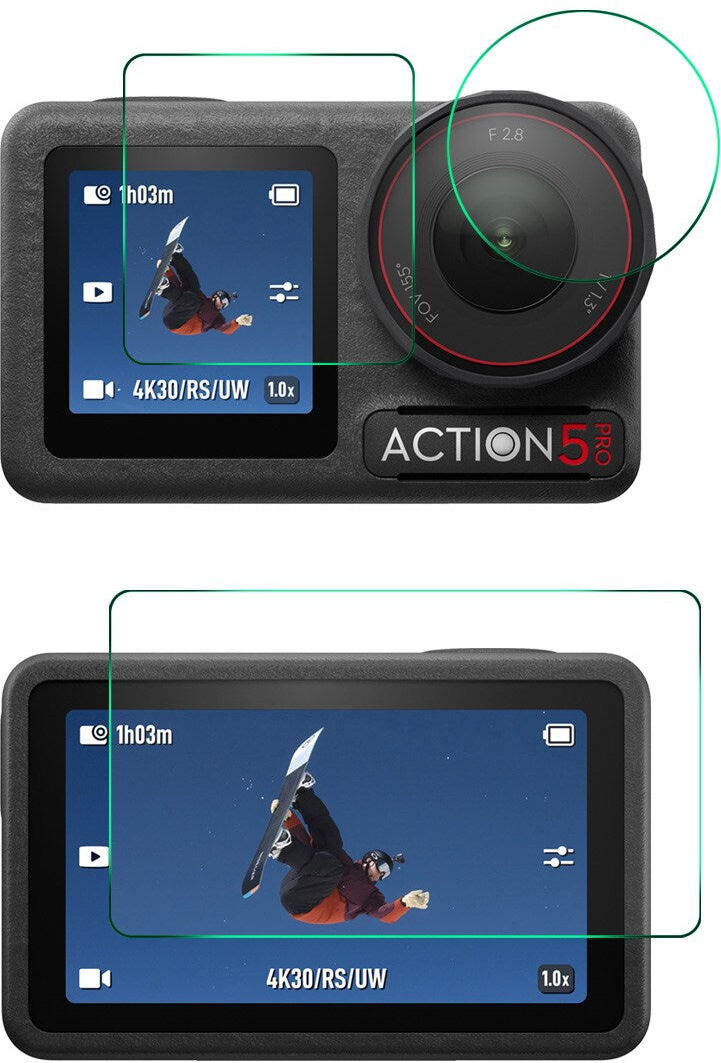 INCOVER DJI Osmo Action 5 Pro Skærmbeskyttelsessæt - 9H Styrke - Gennemsigtig