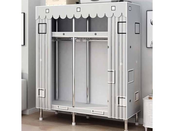 Kleiderschrank aus Stoff, Kleiderschrank, 26 mm Strapazierfähiges Polyester-Baumwollgewebe, wasserdicht und waschbar. Belastbar 800 kg Werkzeuglose Montage 001