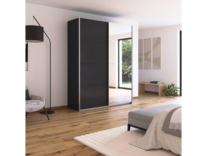 Armoire - Miroir 181cm Gris/Gris métallisé