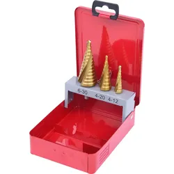 KS Tools HSS TiN Stufenbohrer-Satz, Stahlblechkassette 3-tlg - 330.2423