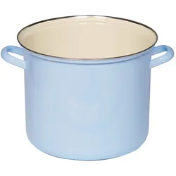 Riess Topf mit Chromrand Ø24cm 8L Pastell Blau Emaille