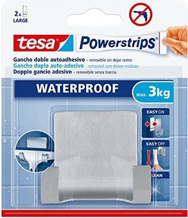 Tesa Powerstrips Waterproof Duohaken Zoom, Metall