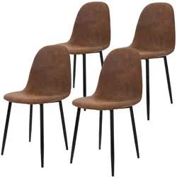 ML-Design – Esszimmerstühle 4er Set Braun | Skandinavisch Vintage, PU-Kunstleder, Metallbeine, ergonomische Esszimmer- & Küchenstühle