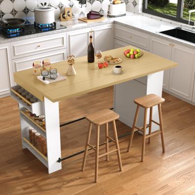 Kodotan sofa "59.06"" Rectangle Bar Table with Drop Leaf, with Metal Footrest,Bar Height Table with 3-Level Adjustable Shelf"