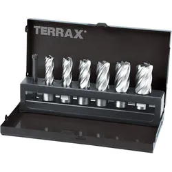 TERRAX by RUKO Kernbohrer-Satz HSS 7tlg. Schneidöl-Spay Schutzbrille in Etui 9tlg. Set - WZS108820