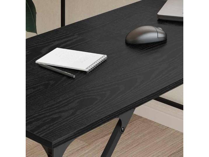 Noir MEUBLE INFORMATIQUE (1 Personne）- Capacité 60 kg - Bureau secrétaire rectangulaire Chêne noir 149x149x75cm - Bois d'ingénierie