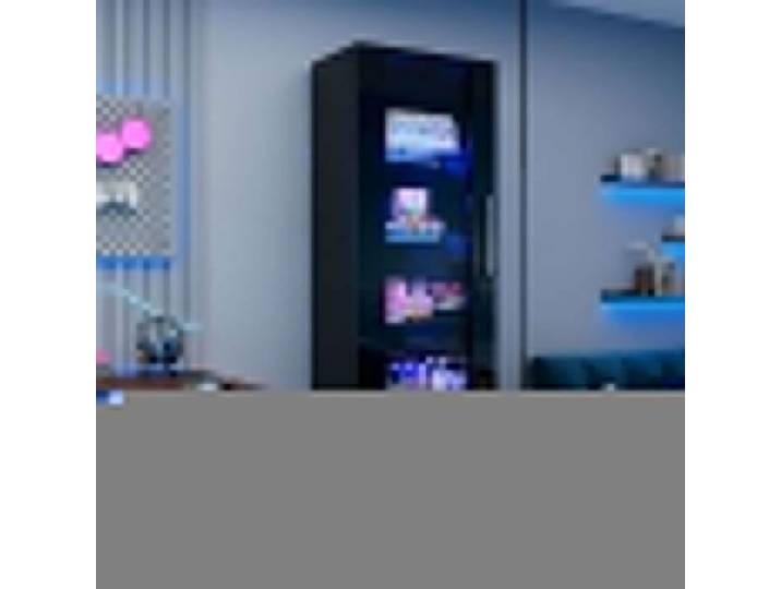 Vitrine noir brillante 60x35x180cm Vitrine sur pied verticale verre LED 3 tiroirs