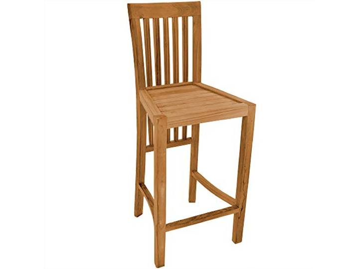 Teako Design Barstuhl Lucca Teak unbeahandeltes Massivholz Teakholz Barhocker Tressenstuhl Tressenhocker Hochstuhl