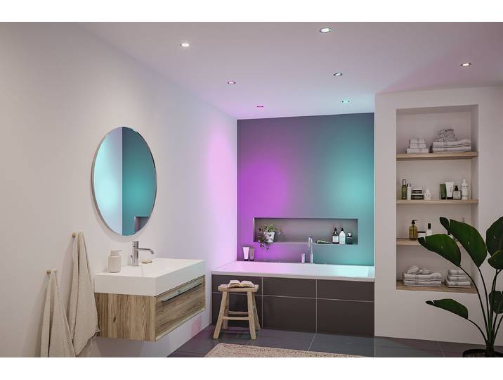 Plafonnier encastré Fixe Ø 8cm Argenté/Fer Aluminium, laqué Module LED