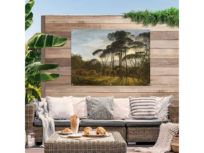 Outdoor-Poster Italienische Landschaft Wetterbeständiges PVC mit Aufhängeösen Grün 100 x 140 x 0cm