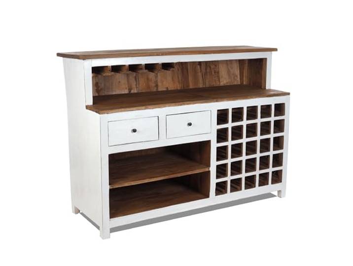 Vintage Design BARSCHRANK PUREWOOD 150x110x55cm(BxHxT) Shabby Chick Minibar, Bar Theke aus Altholz Verkaufstresen, Kassentresen, kultiges Dekoobjekt Farbe: 06 weiß-Landhaus