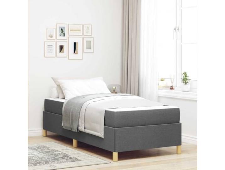 Stoffbezogenes Bettgestell Modernes Design Blassgrau 100 x 200 cm Bettrahmen mit Matratze Dunkelgrau 100x200 cm Stoff mit Stauraum und Taschenfederkernmatratze, stabiles Bettgestell aus