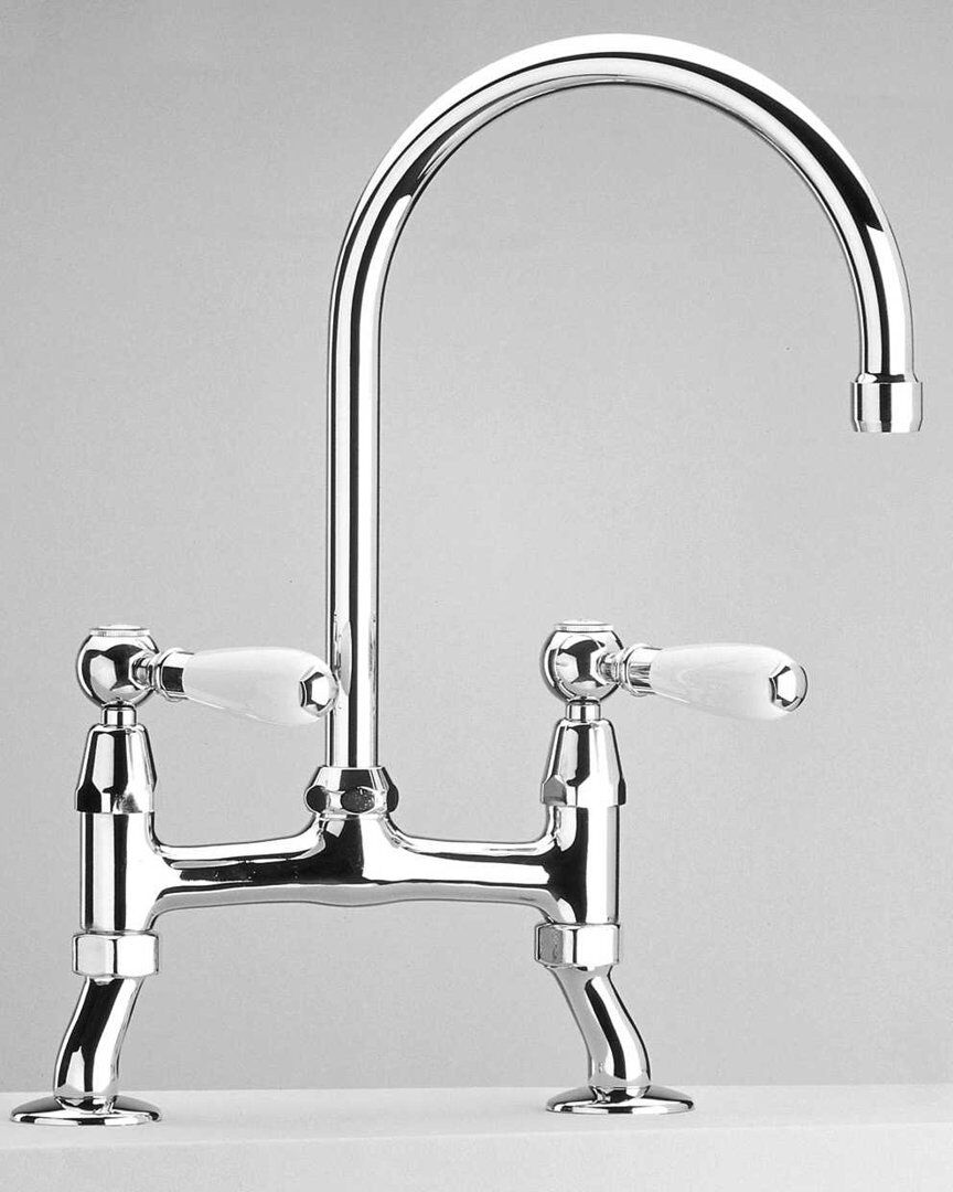 Piralla Tevere Cranked Leg Bridge Kitchen Mixer Tap Chrome 22cm