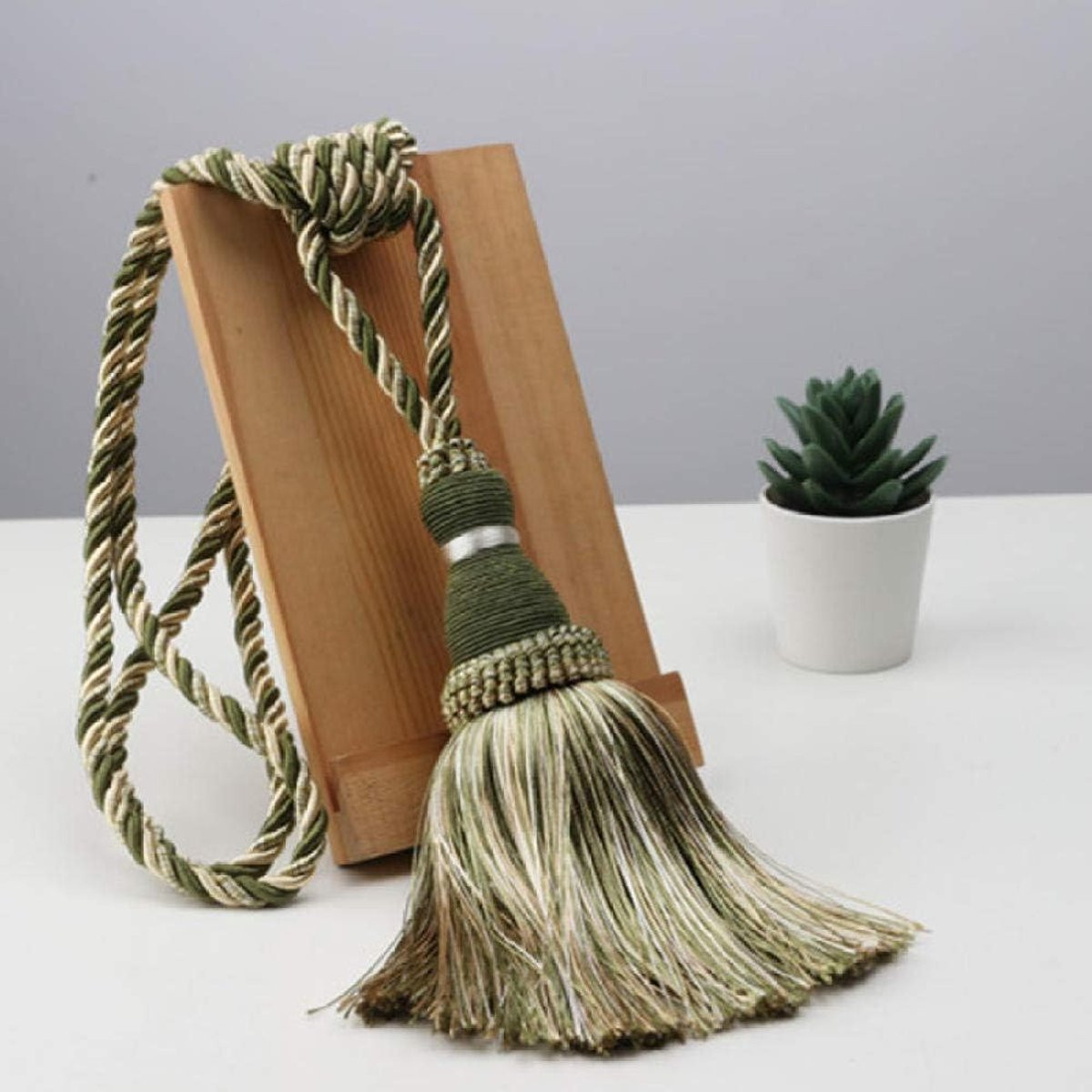 Set van 2 handgemaakte Tassel Tiebacks gordijnhangers in blauw, rood en groen