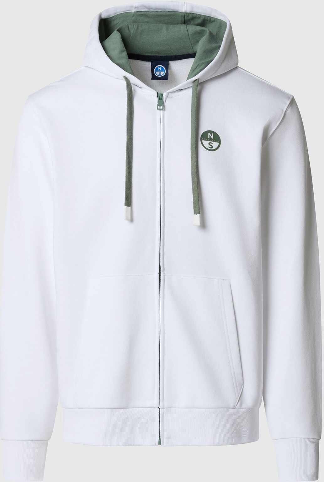 North Sails Full-zip hoodie with contrast logo White 4XL