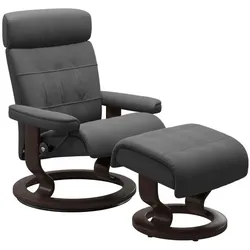 Stressless Sessel mit Hocker Erik Classic Leder Grau Batick Grey L (Large)