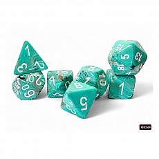 Chessex Würfel - Mega Marble Oxi-Copper/white (7-Würfelset) 303102