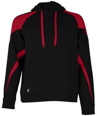 Holloway 229546 Prospect Hoodie in Black/Scarlet size Large   Cotton/Polyester Blend