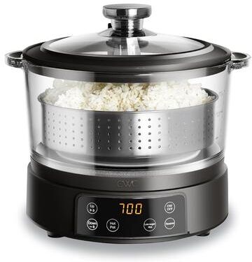 COOK WITH COLOR 3L Glass Low Carb Rice Cooker Holds 2 Cups Raw/Makes 6 Cups Cooked with Auto Lift Filter Basket Digital Panel