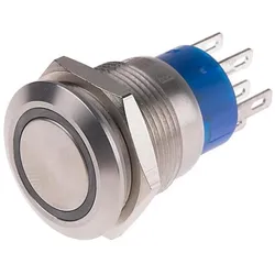 RS PRO 19mm,stainless,DPDT,Latch,Red,12V, Schalter + Taster, Rot