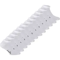 DIADORA Diadora Unisex Sneaker Socken, 12er Pack - Sportsocken, Mercerisierte Baumwolle, Logo, einfarbig, Größe 39-42 in Weiß Weiß