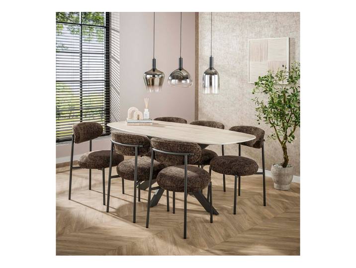 Sitheim® Esstisch ROMANO CROSS Esstisch 180cm dänisch oval / 3D Keramik travertin