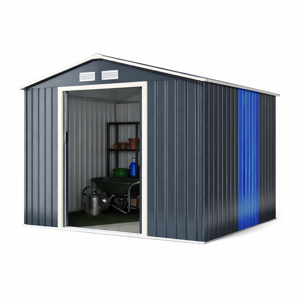 Costway Metalen Tuinschuur Uitschuifbaar Stalen Berging Voor Tuingereedschap B/D/H: 277 x 255 x 202 cm