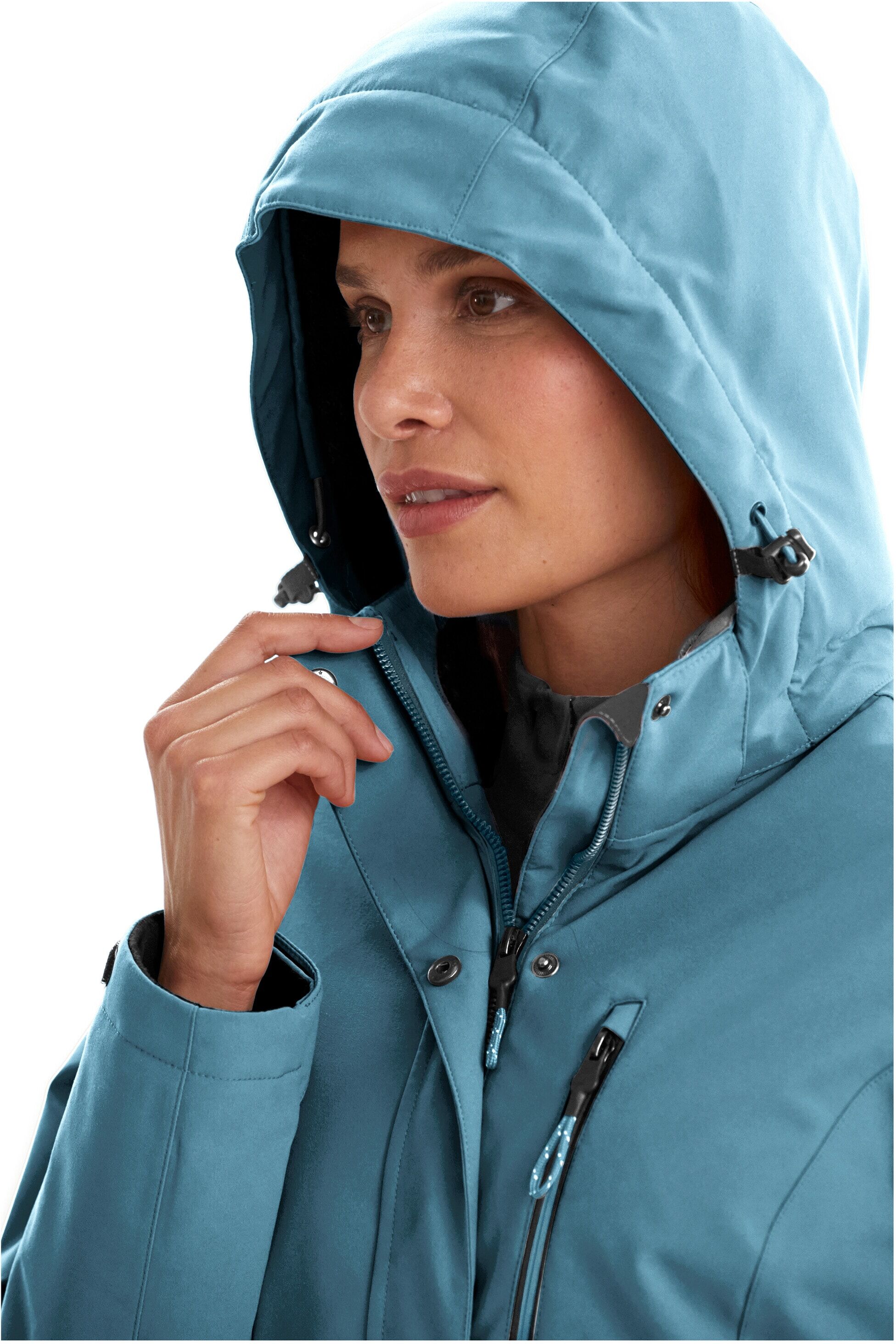 Outdoorjacke KILLTEC "KOW 140 WMN JCKT", Damen, Gr. 36, blau, Obermaterial: 100% Polyester.Futter: 100% Polyester.Füllung: 100% Polyester, Jacken Outdoorjacke, Wasserdichte Damenjacke, atmungsaktiv, abnehmbare Kapuze blau 36