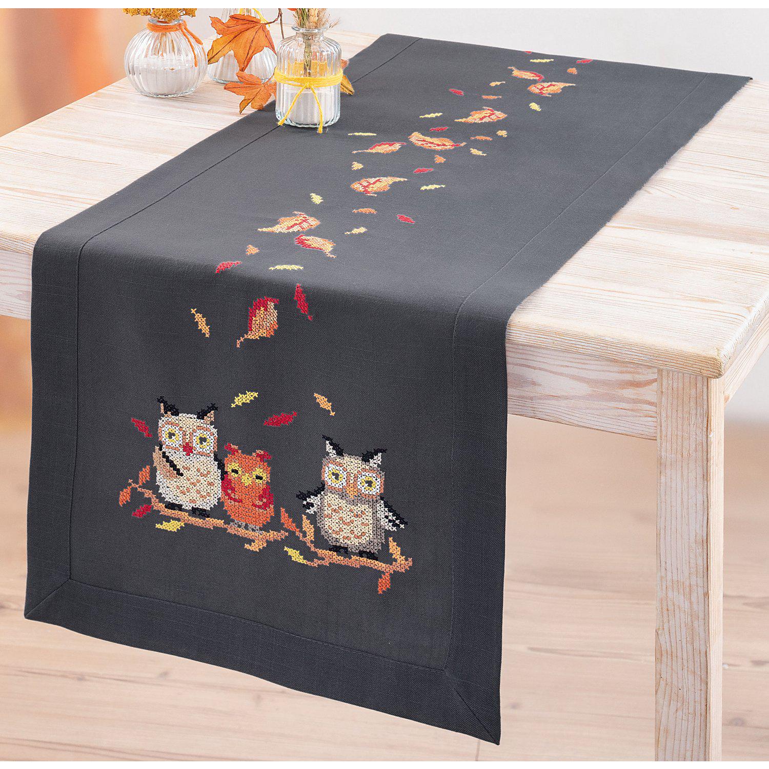 Stickläufer "Eulen Herbst"