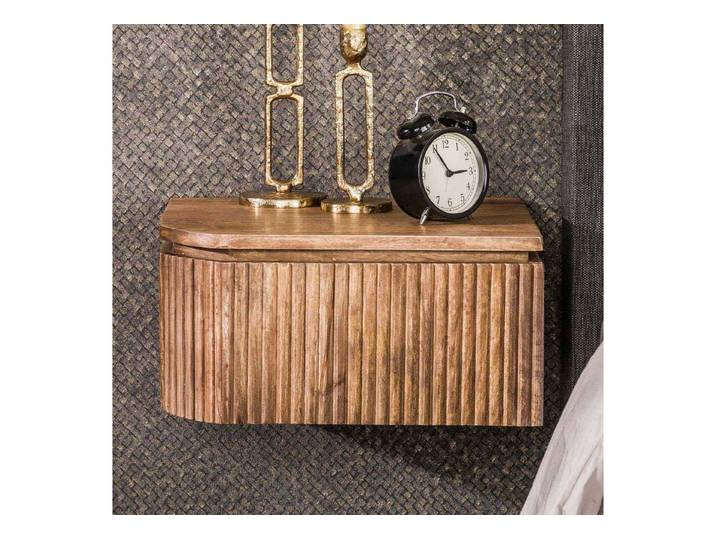 alesvelt Nachttisch Set WAVE SYMMETRIA 2 schwebende Nachtkonsolen aus Mangoholz (2er-Set), 40x35x20cm, Wellen-Design