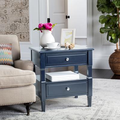 SAFAVIEH Jenson 24-Inch Wood Nightstand, Navy, Transitional